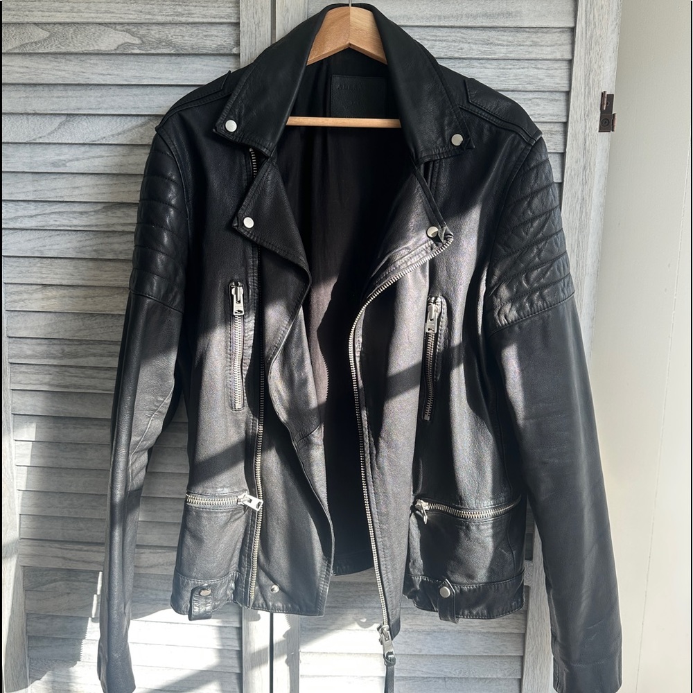All saints men’s large leather jacket